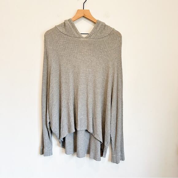 Chaser Tops - Chaser Waffle Knit Oversized Top Gray Size M
